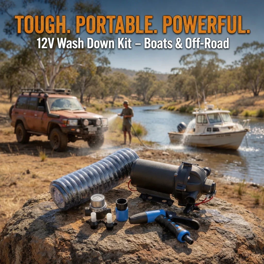 CJ INDUSTRIES 12V High Pressure Water Pump Kit – Portable Camping / Caravan & 4WD Cleaning Spray System (20.8 LMP) - Image 5
