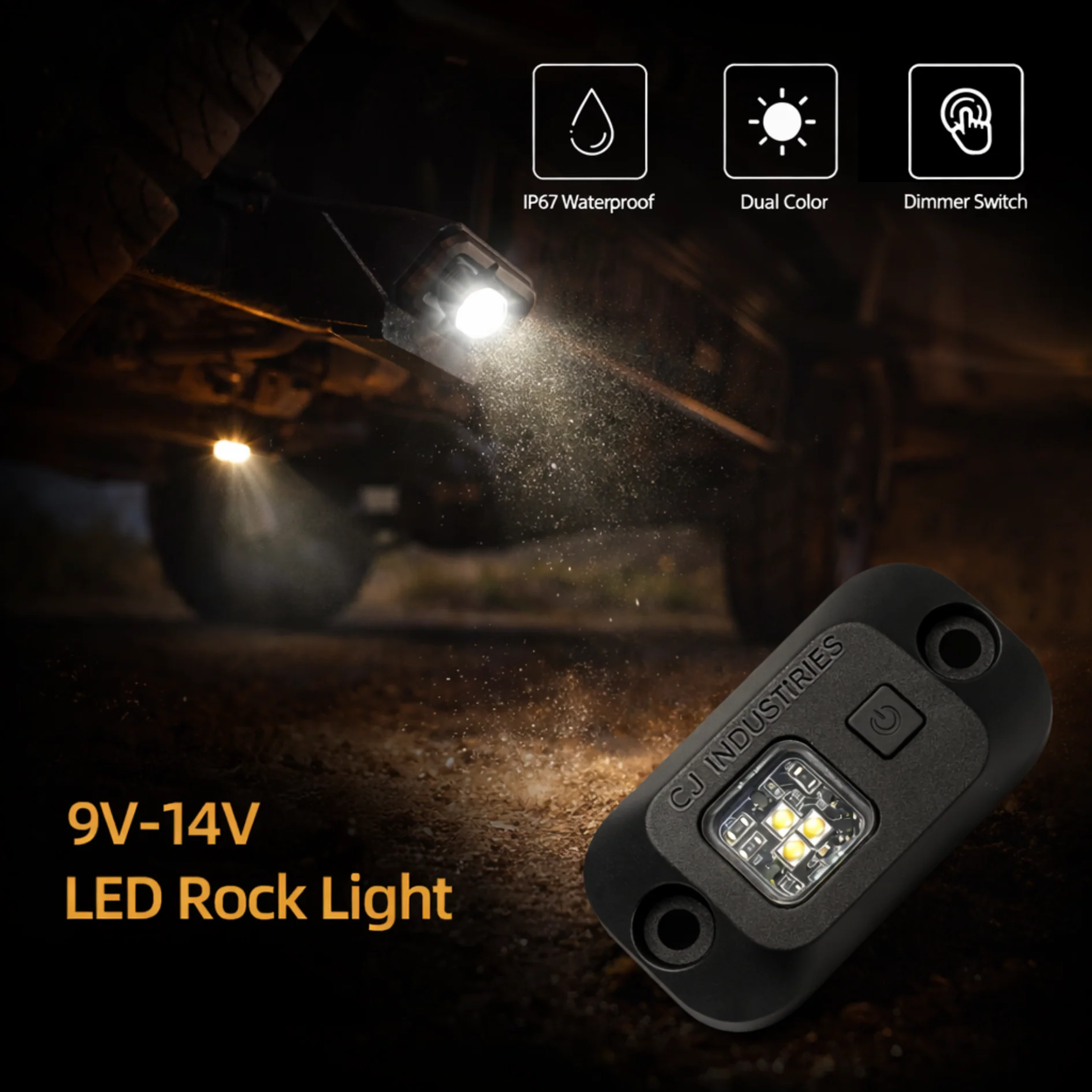 CJ INDUSTRIES 4pcs Dual Colour LED Rock Lights with Switch - Plug & Play Kit - Image 7