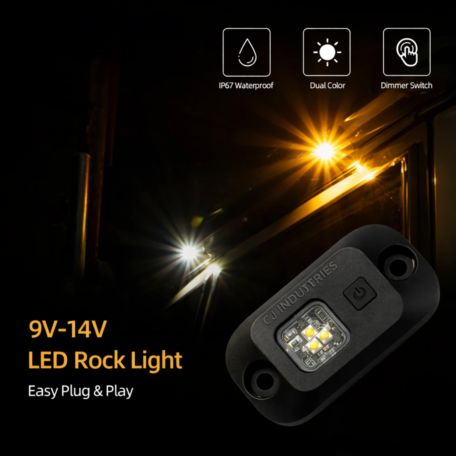 CJ INDUSTRIES 4pcs Dual Colour LED Rock Lights with Switch - Plug & Play Kit - Image 8