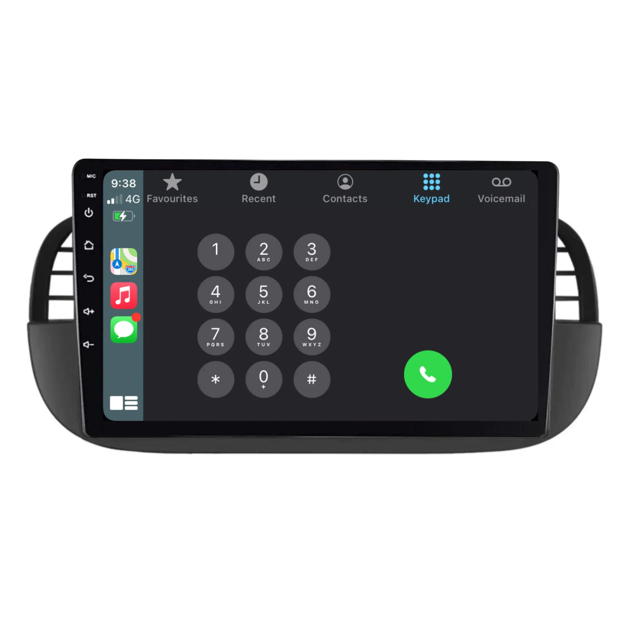 Fiat 500 (2007-2015) BLACK Plug & Play Head Unit Upgrade Kit: Car Radio with Wireless & Wired Apple CarPlay & Android Auto - Image 3