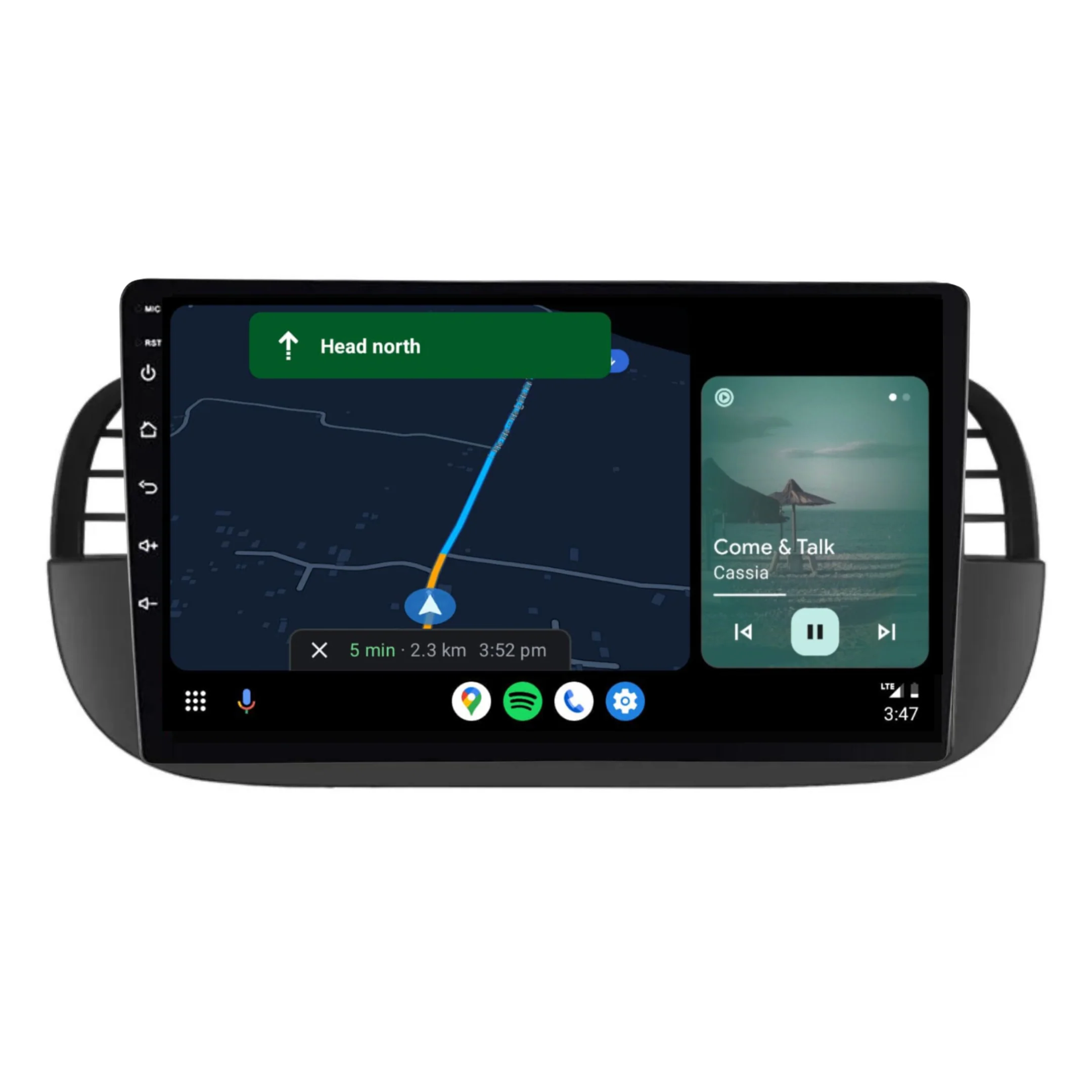 Fiat 500 (2007-2015) BLACK Plug & Play Head Unit Upgrade Kit: Car Radio with Wireless & Wired Apple CarPlay & Android Auto - Image 4