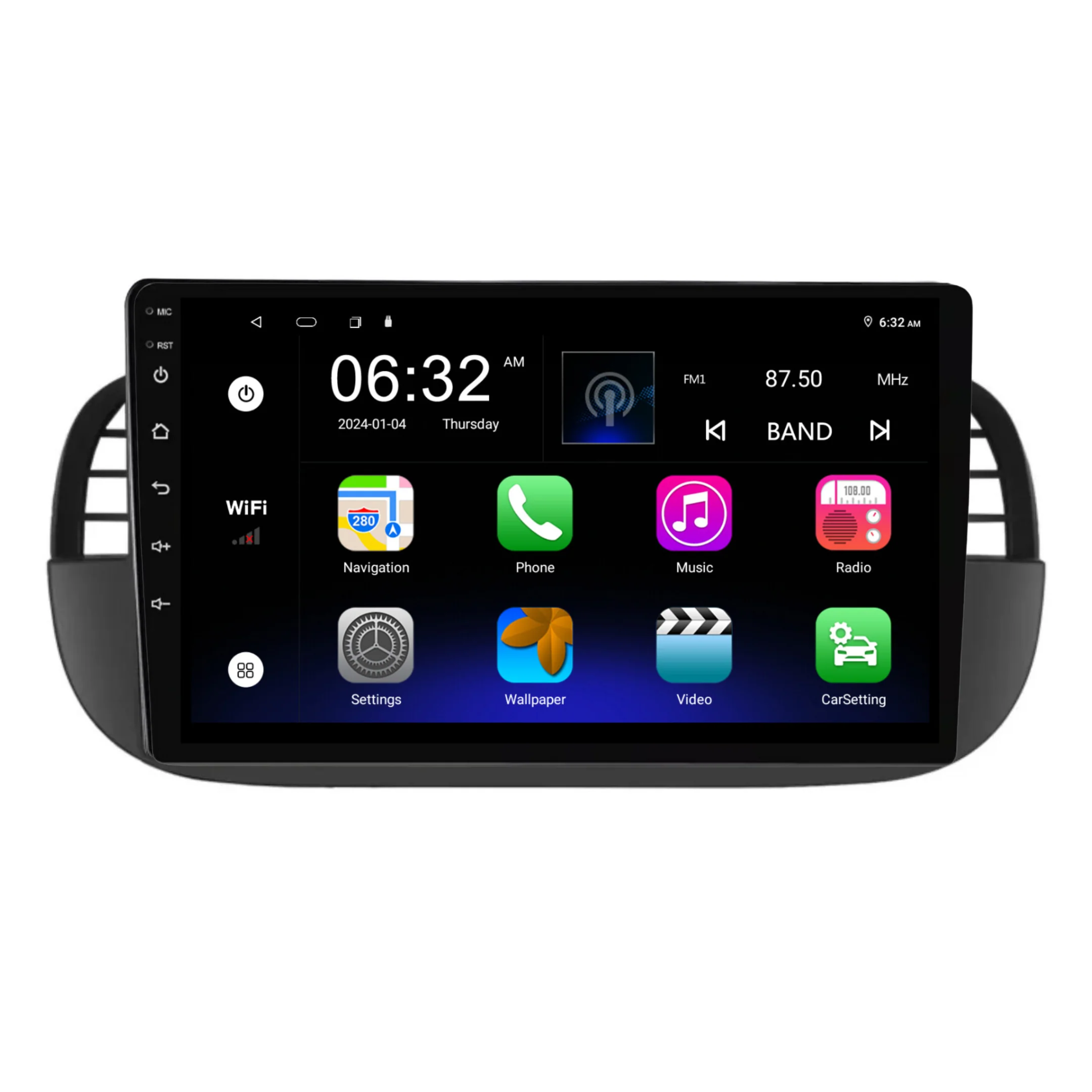 Fiat 500 (2007-2015) BLACK Plug & Play Head Unit Upgrade Kit: Car Radio with Wireless & Wired Apple CarPlay & Android Auto - Image 6