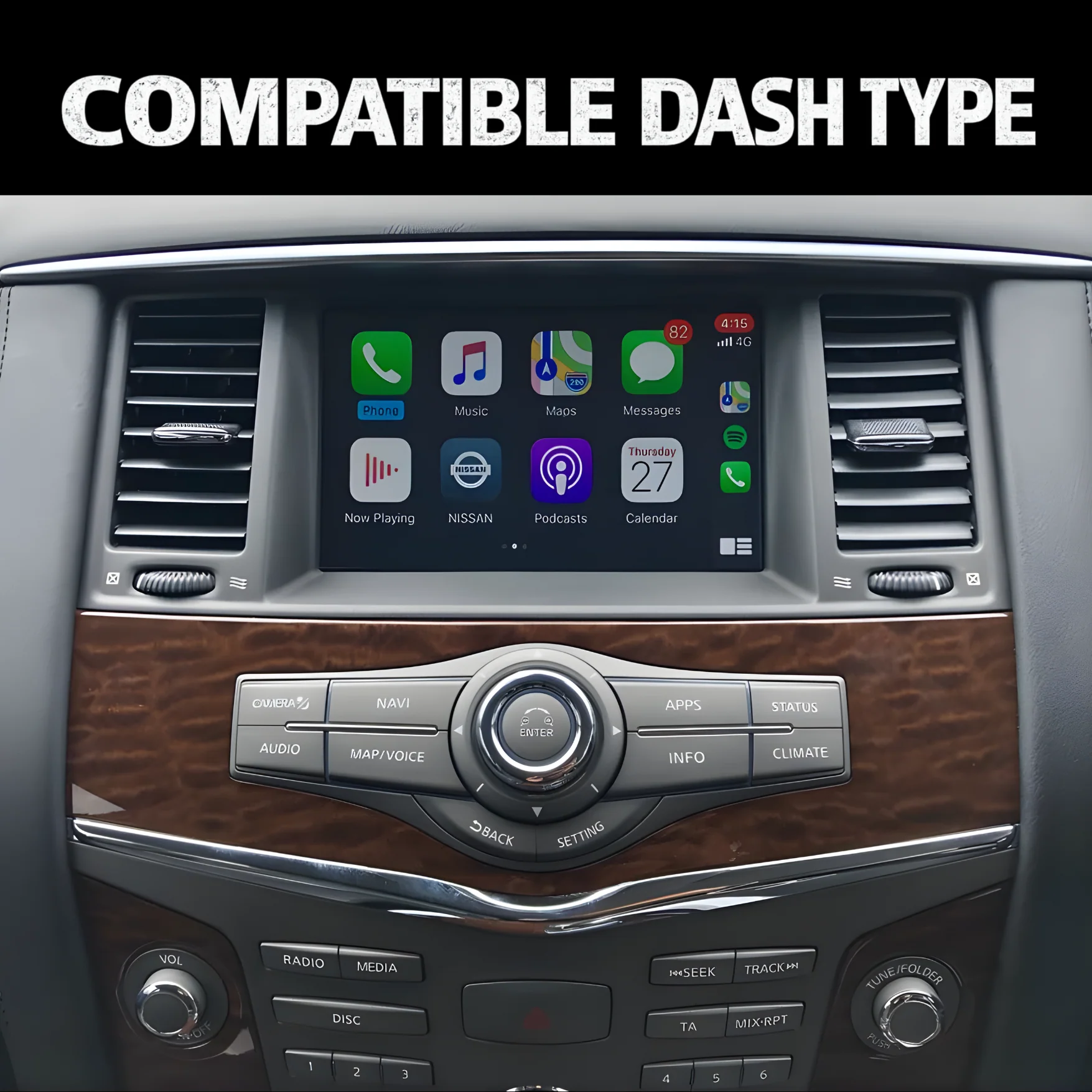 Nissan Patrol Y62 Ti / Ti-L / Warrior (2010 - 2024) 12.3" HD Plug & Play Head Unit Upgrade Kit: Car Radio with Wireless & Wired Apple CarPlay & Android Auto - Image 7