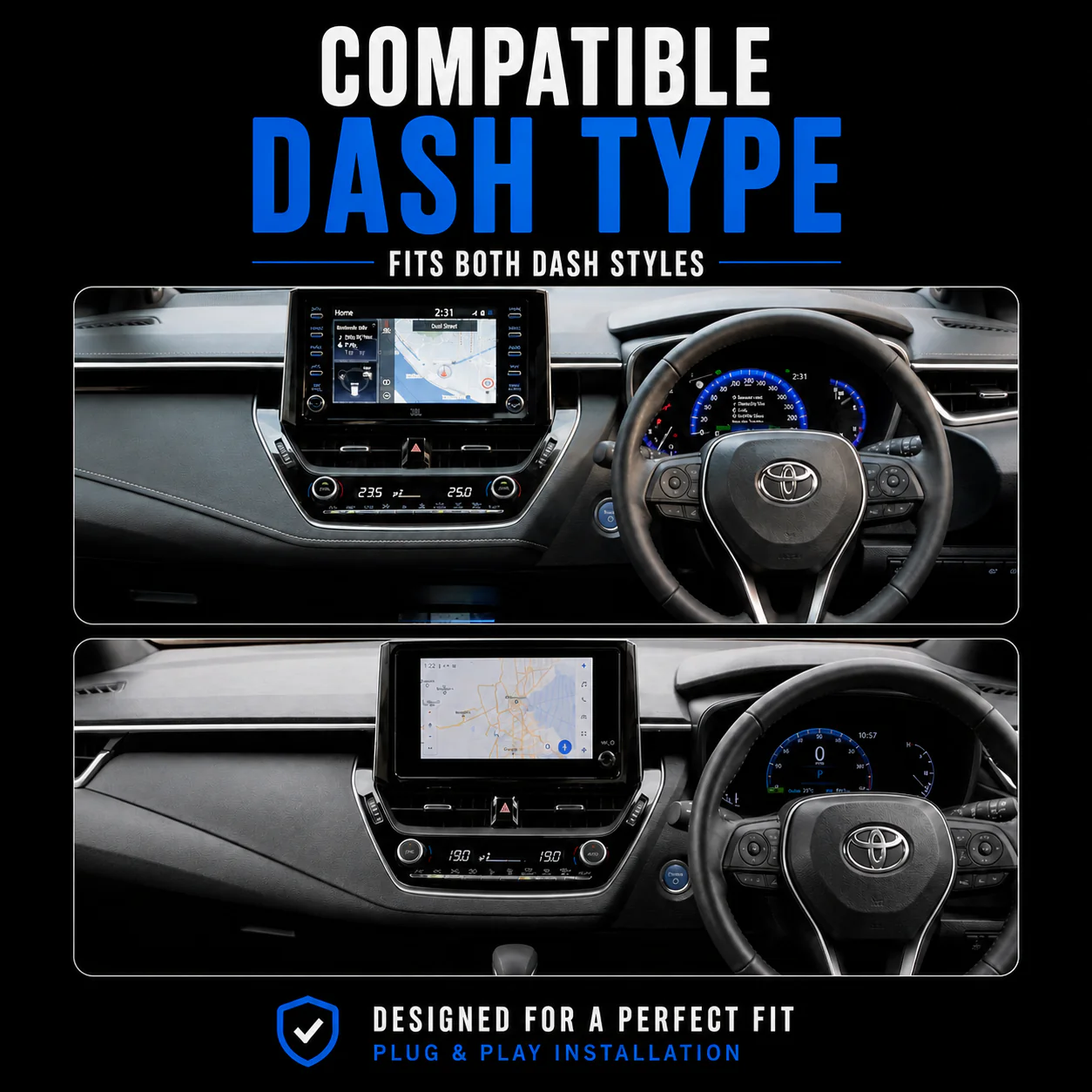 Toyota Corolla (2019-2024) Plug & Play Head Unit Upgrade Kit: Car Radio with Wireless & Wired Apple CarPlay & Android Auto - Image 2