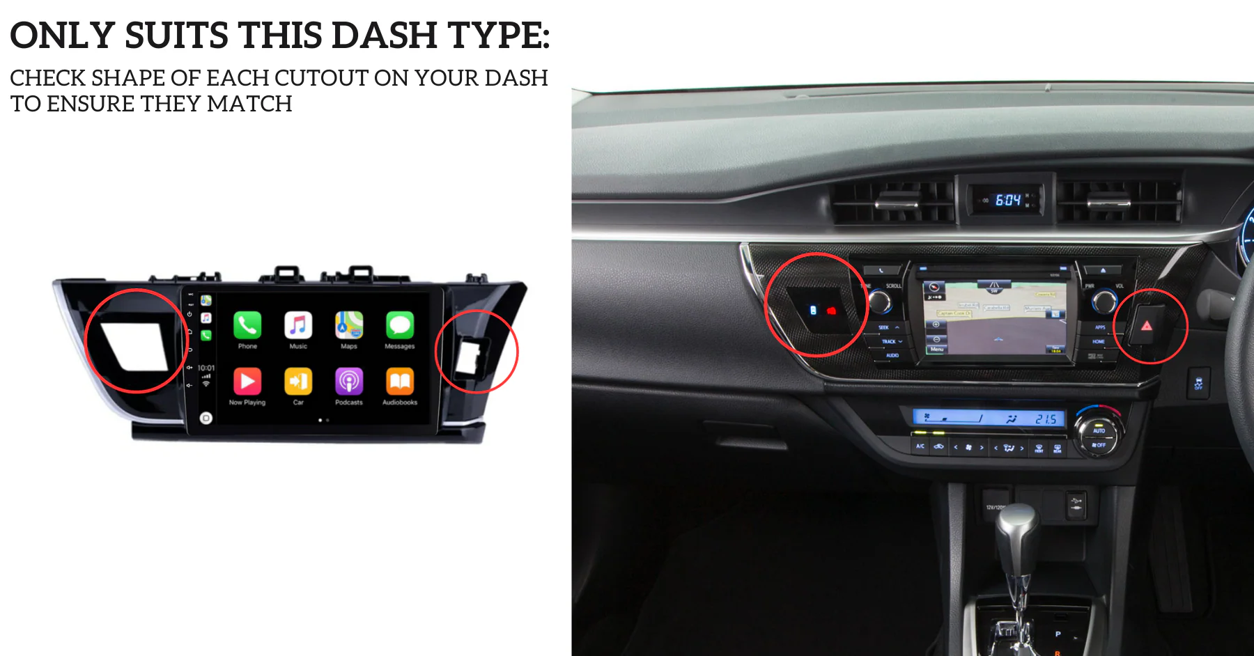 Toyota Corolla Sedan (2013-2016) Plug & Play Head Unit Upgrade Kit: Car Radio with Wireless & Wired Apple CarPlay & Android Auto - Image 7