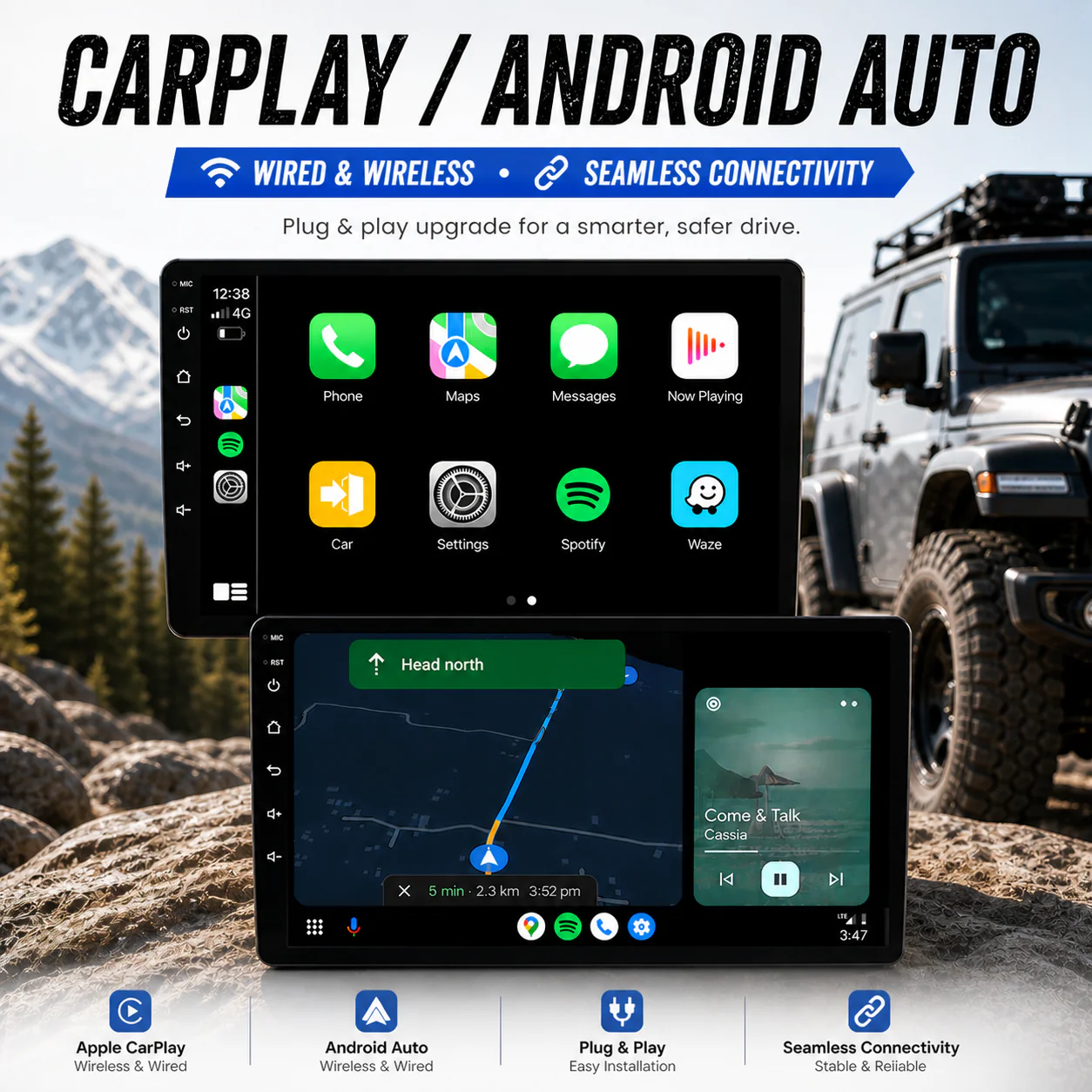 Nissan Navara / NP300 (2015-2022) Plug & Play Head Unit Upgrade Kit: Car Radio with Wireless & Wired Apple CarPlay & Android Auto - Image 8