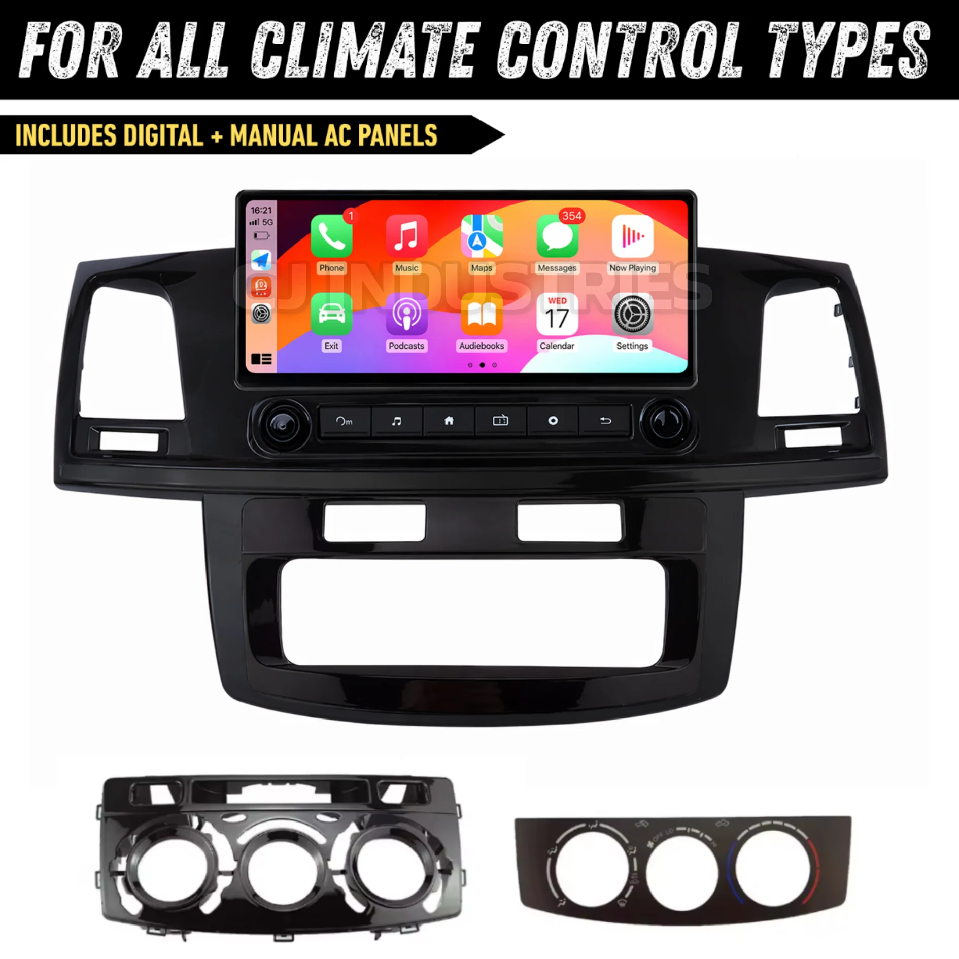 Toyota Hilux N70 Digital & Manual AC (2005-2014) 12.3" HD Plug & Play Head Unit Upgrade Kit: Car Radio with Wireless & Wired Apple CarPlay & Android Auto - Image 2