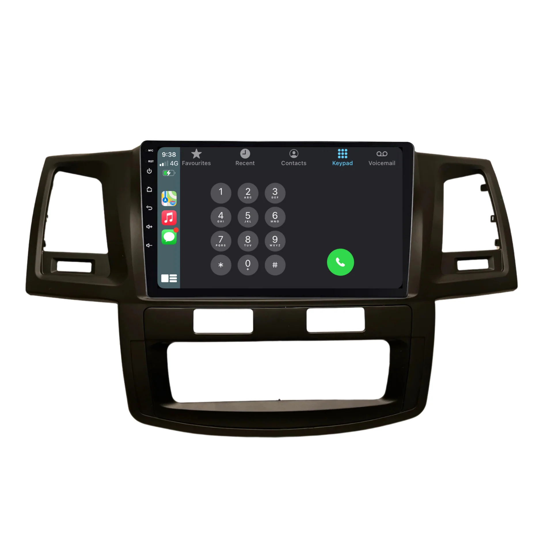 Toyota Hilux / N70 Auto AC - matte black (2008-2014) Plug & Play Head Unit Upgrade Kit: Car Radio with Wireless & Wired Apple CarPlay & Android Auto - Image 4