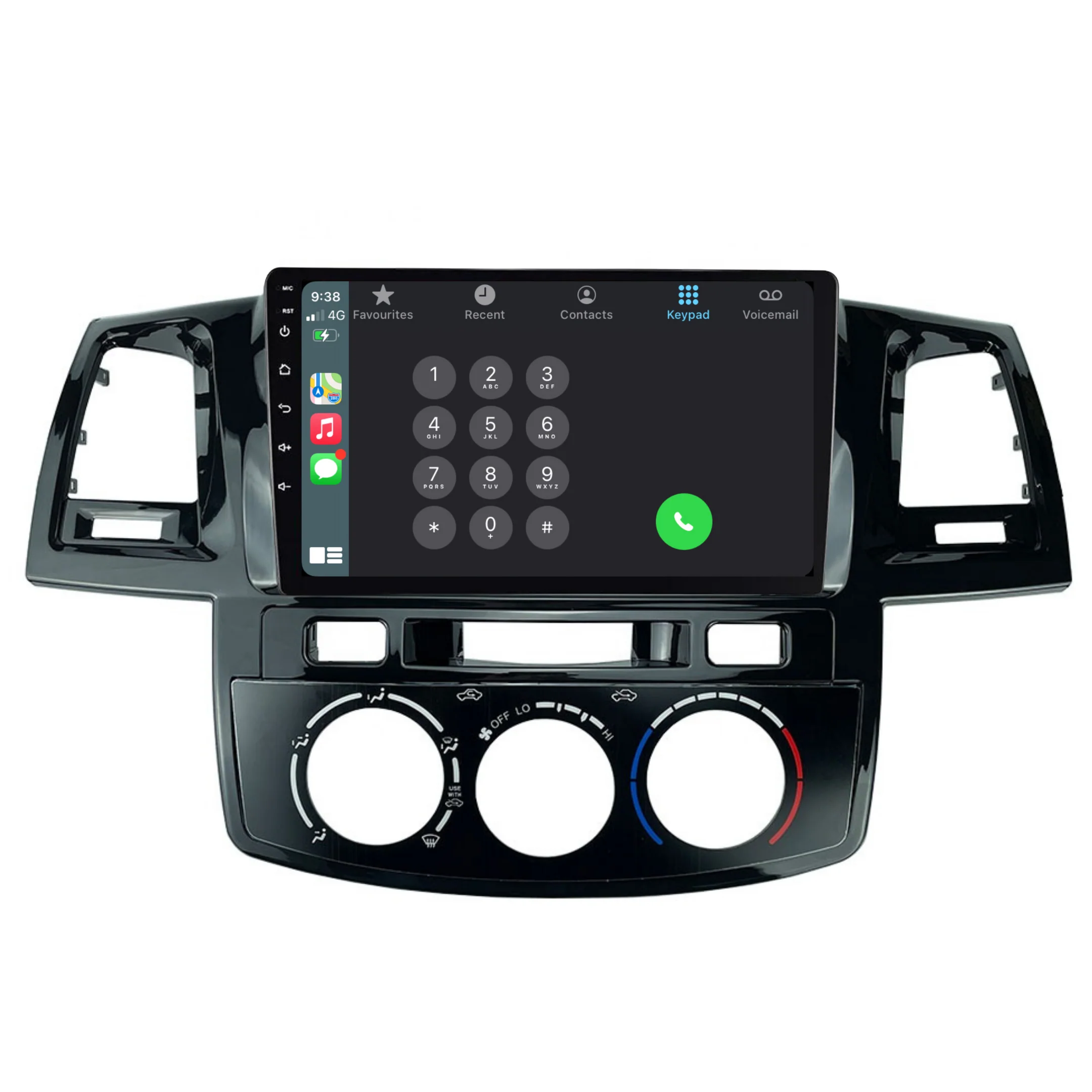 Toyota Hilux / N70 Manual AC (2005-2014) Plug & Play Head Unit Upgrade Kit: Car Radio with Wireless & Wired Apple CarPlay & Android Auto - Image 4