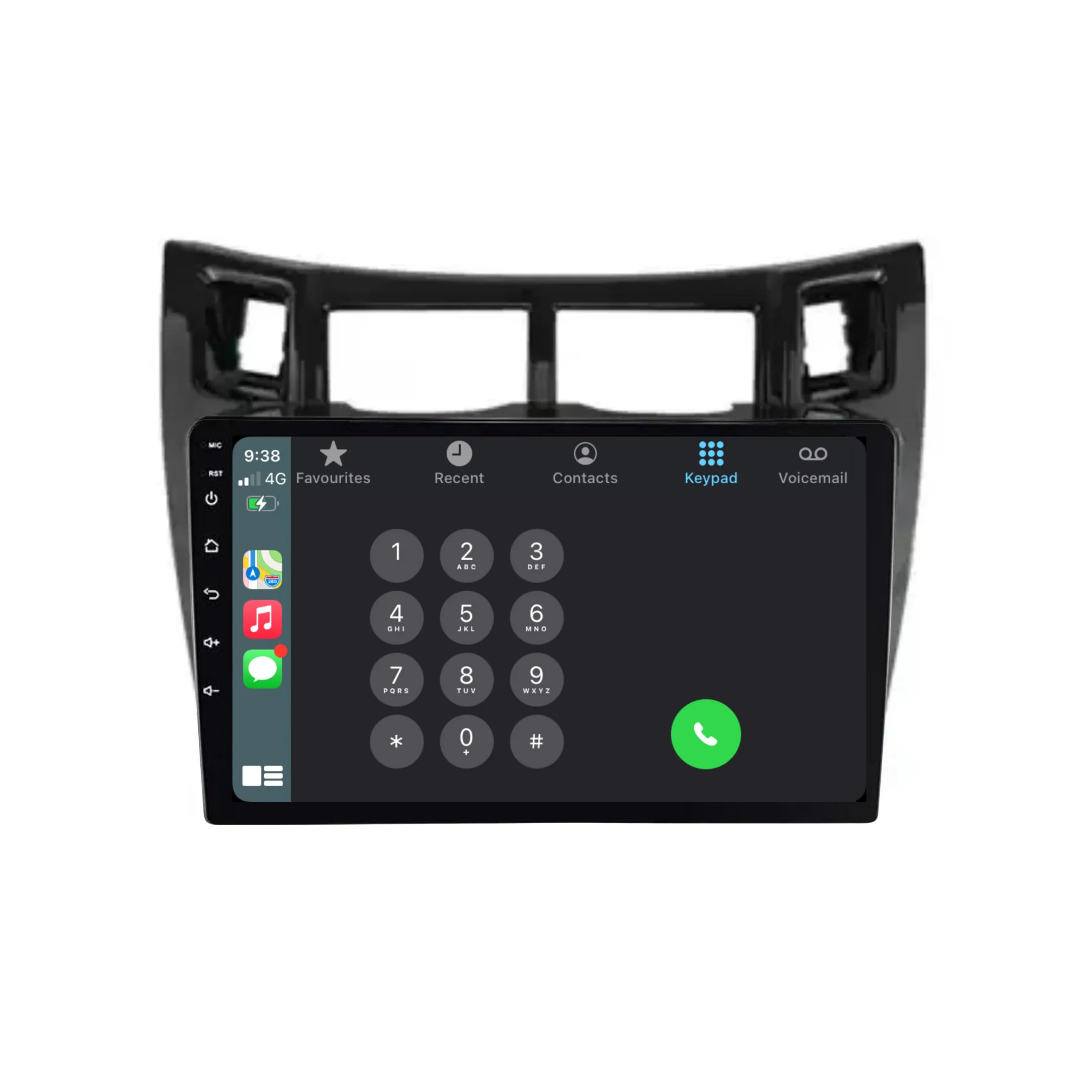 Toyota Yaris (2005-2011 Black) - Plug & Play Head Unit Upgrade Kit: Car Radio with Wireless & Wired Apple CarPlay & Android Auto - Image 3