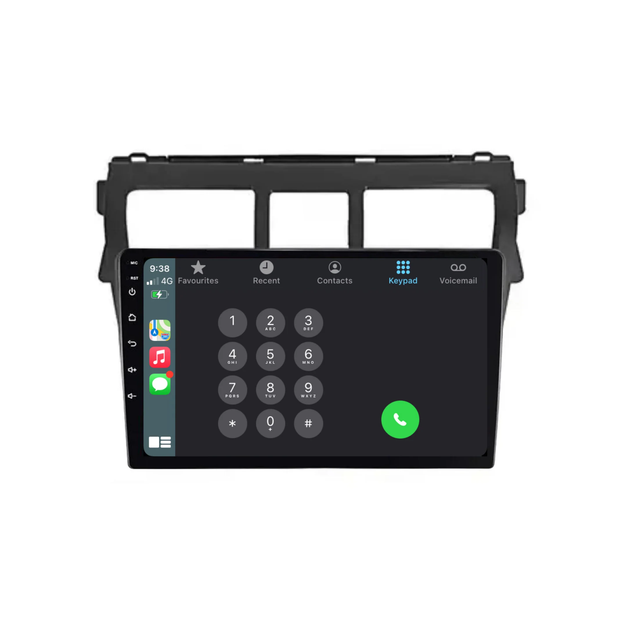 Toyota Yaris (2008-2012 Black) - Plug & Play Head Unit Upgrade Kit: Car Radio with Wireless & Wired Apple CarPlay & Android Auto - Image 3