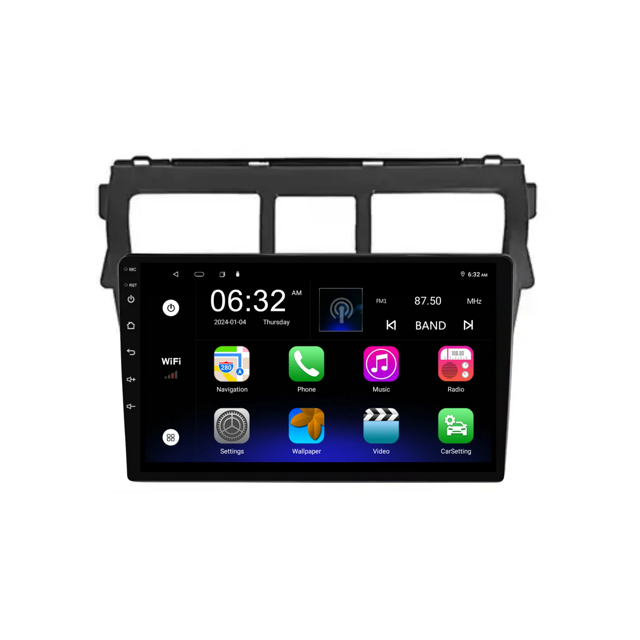 Toyota Yaris (2008-2012 Black) - Plug & Play Head Unit Upgrade Kit: Car Radio with Wireless & Wired Apple CarPlay & Android Auto - Image 6