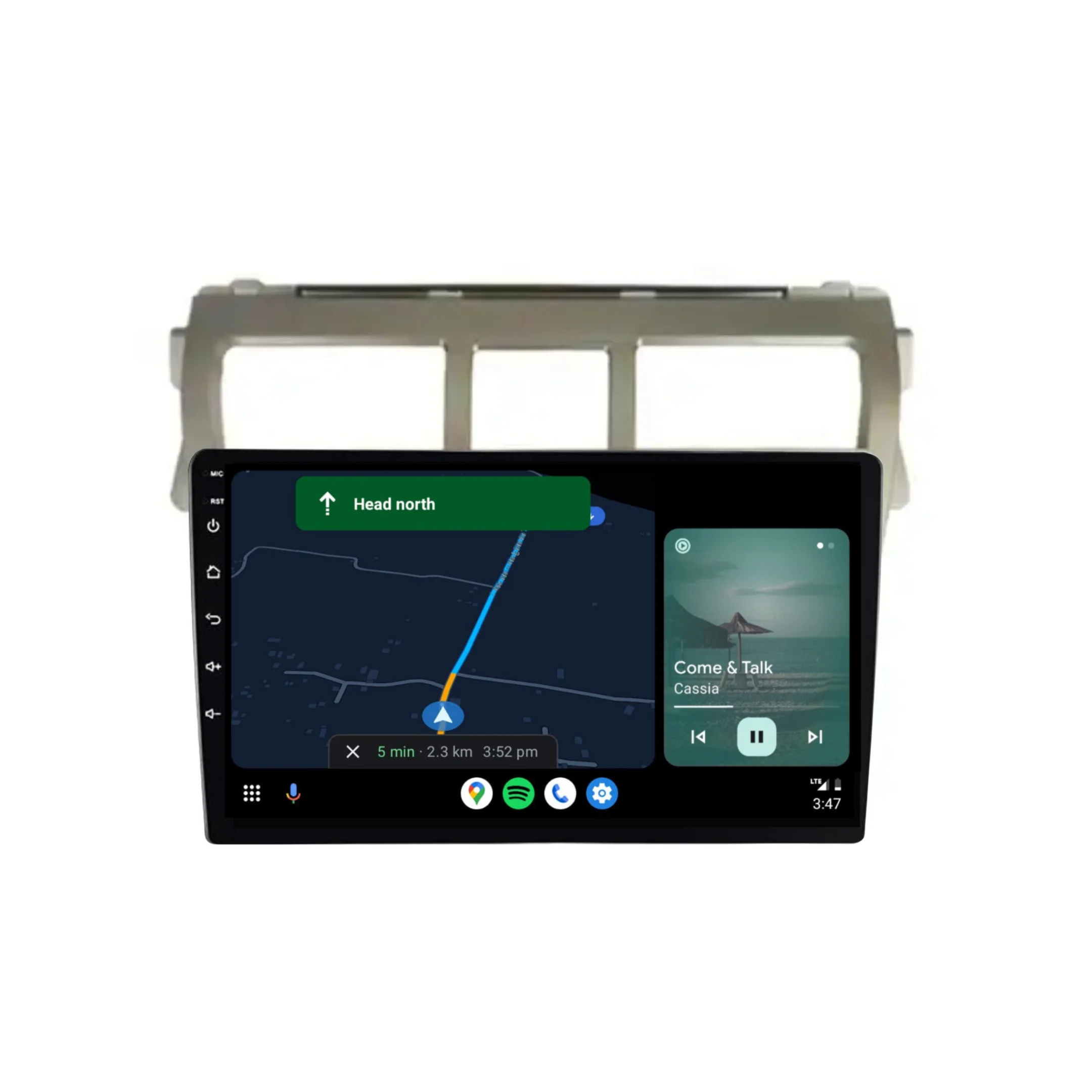 Toyota Yaris (2008-2012 Silver) - Plug & Play Head Unit Upgrade Kit: Car Radio with Wireless & Wired Apple CarPlay & Android Auto - Image 4