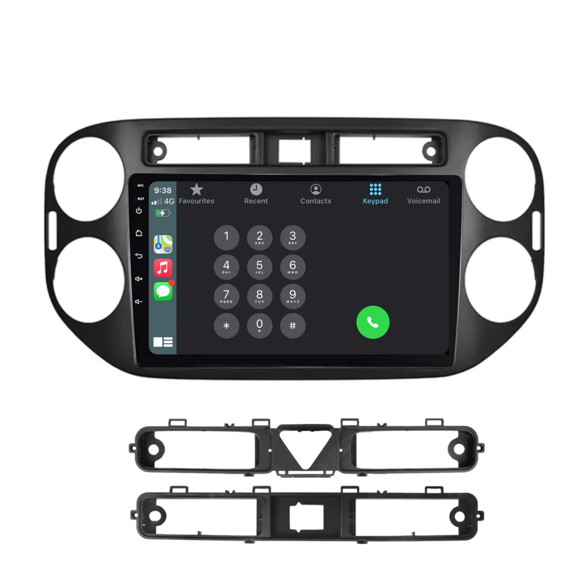 Volkswagen Tiguan BLACK (2010-2016) Plug & Play Head Unit Upgrade Kit: Car Radio with Wireless & Wired Apple CarPlay & Android Auto - Image 3